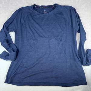 Spyder Active Women's Long Sleeve Crewneck Workout Top Navy Blue Space Dye XL